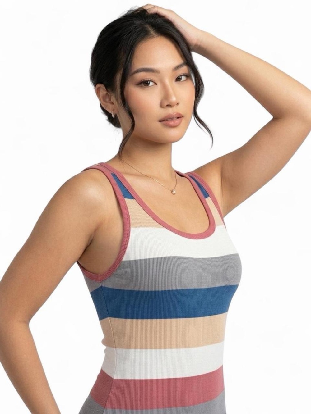 Y2K Multicolor Striped Bodycon Mini Dress One Size Retro Knit Dress